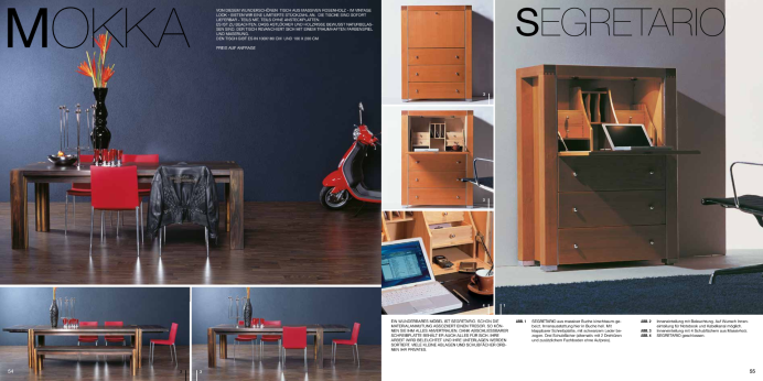 Massivholzbetten Luna Mokka uns Secretario