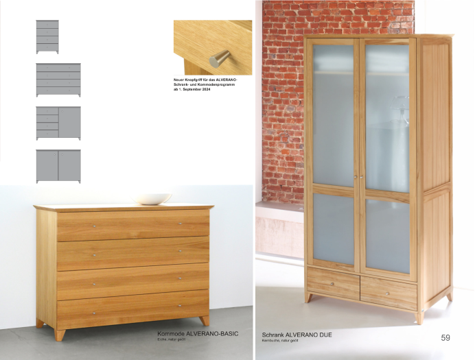 Massivholzbetten Zack Kommode Alverano und Schrank Alverano