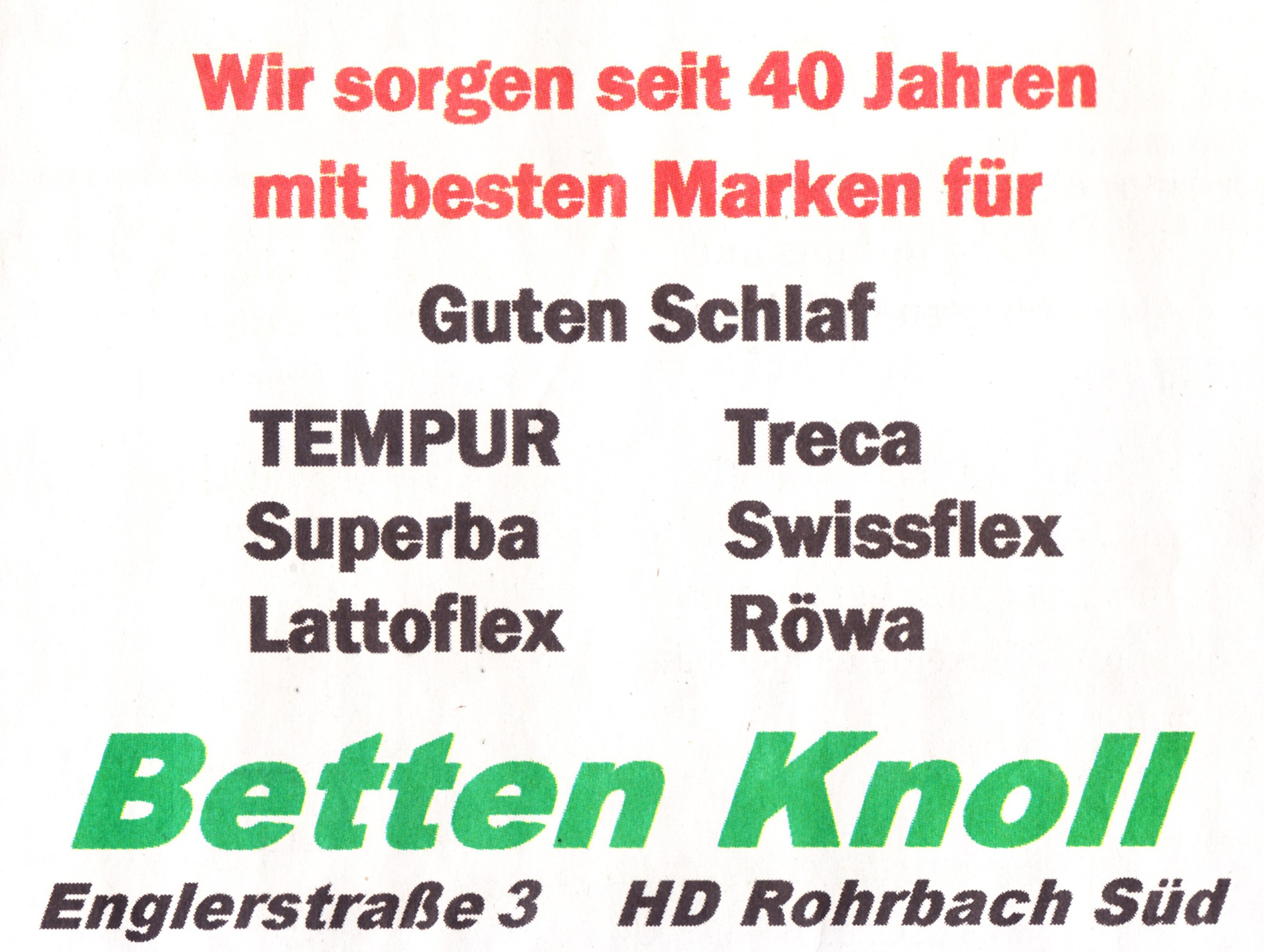 Anzeige Betten Knoll in Heidelberg